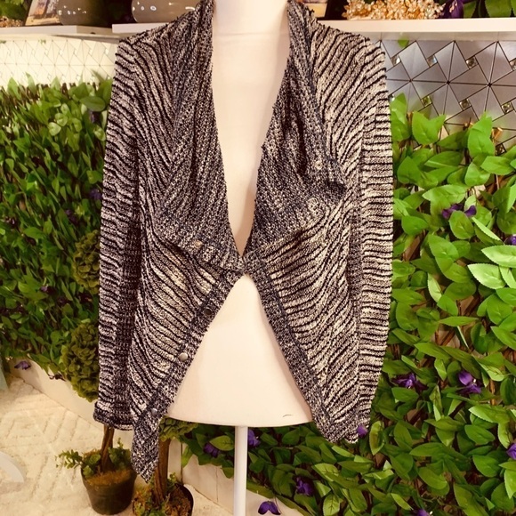 Forever 21 Women Blue White Cardigan Button Snaps Front Pockets Size Small - Picture 5 of 10